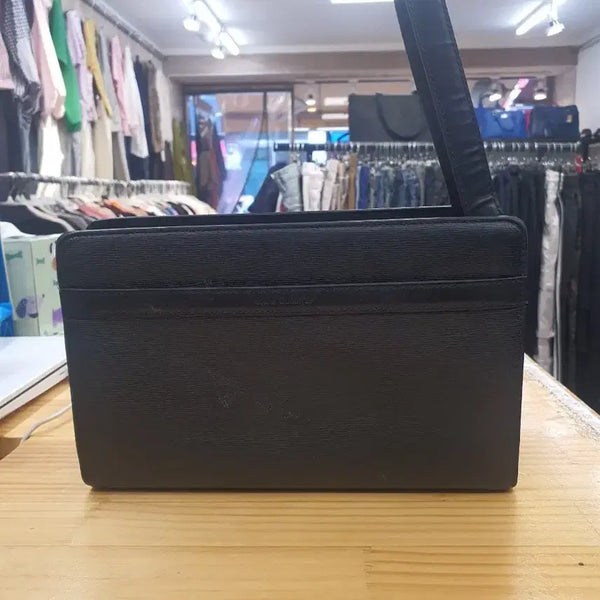 [BUNJANG] Louis Quatorze Black Leather Clutch Bag / 루이까또즈 정품 블랙 가죽 클러치백 / 세컨백 (가로 24cm)