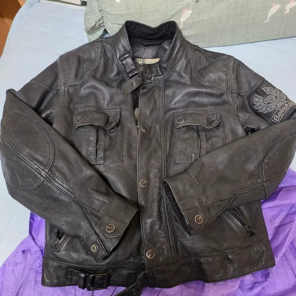 [BUNJANG] Belstaff Motorcycle Leather Jacket Black / 벨스타프 모터사이클 레더 자켓 블랙 M