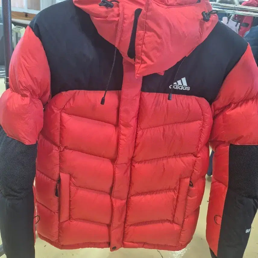 [BUNJANG] Adidas Short Padded Jacket Red Black / 아디다스 숏패딩 레드 블랙