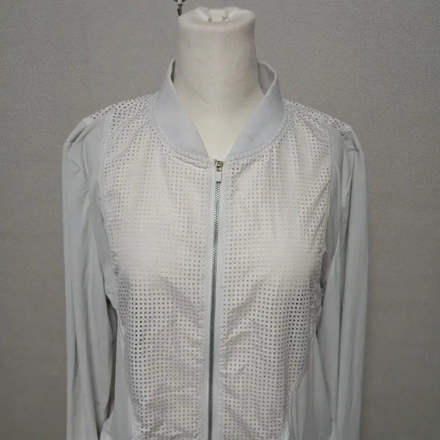 [BUNJANG] Elle Golf White Mesh Zip-Up Jacket / ELLE GOLF 화이트 메쉬 집업 자켓  새옷