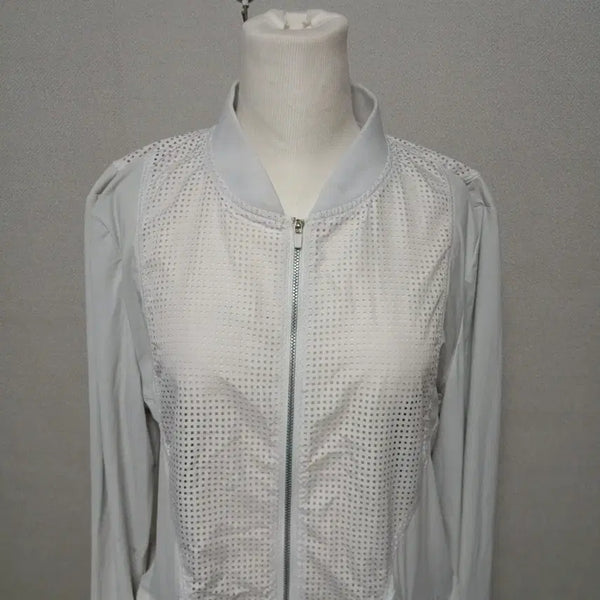 [BUNJANG] Elle Golf White Mesh Zip-Up Jacket / ELLE GOLF 화이트 메쉬 집업 자켓  새옷