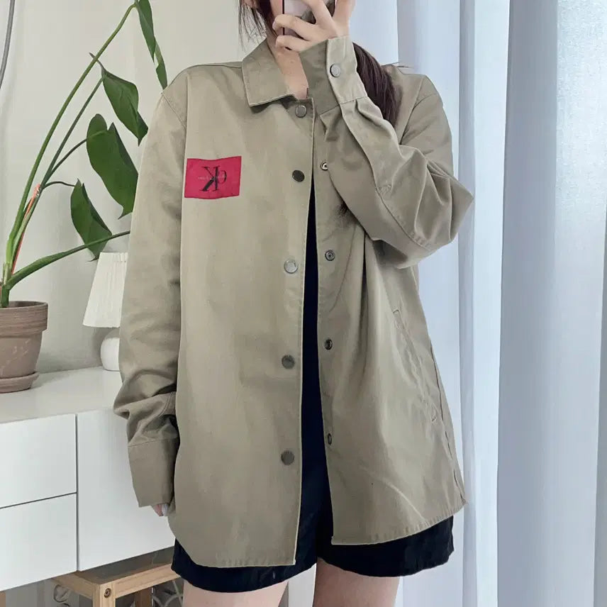 [BUNJANG] Calvin Klein Beige Cotton Jacket M / 캘빈클라인 베이지 코튼 자켓 [ M ]