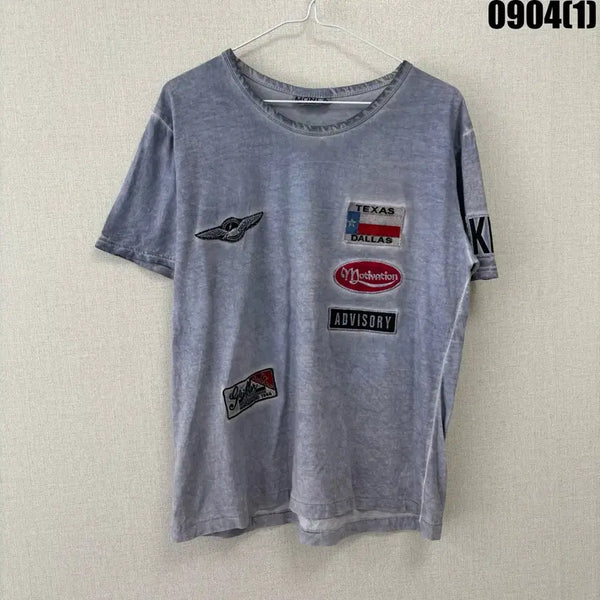 [BUNJANG] MONLA Patch T-Shirt Gray Free Size / MONLA 패치 티셔츠 회색 F