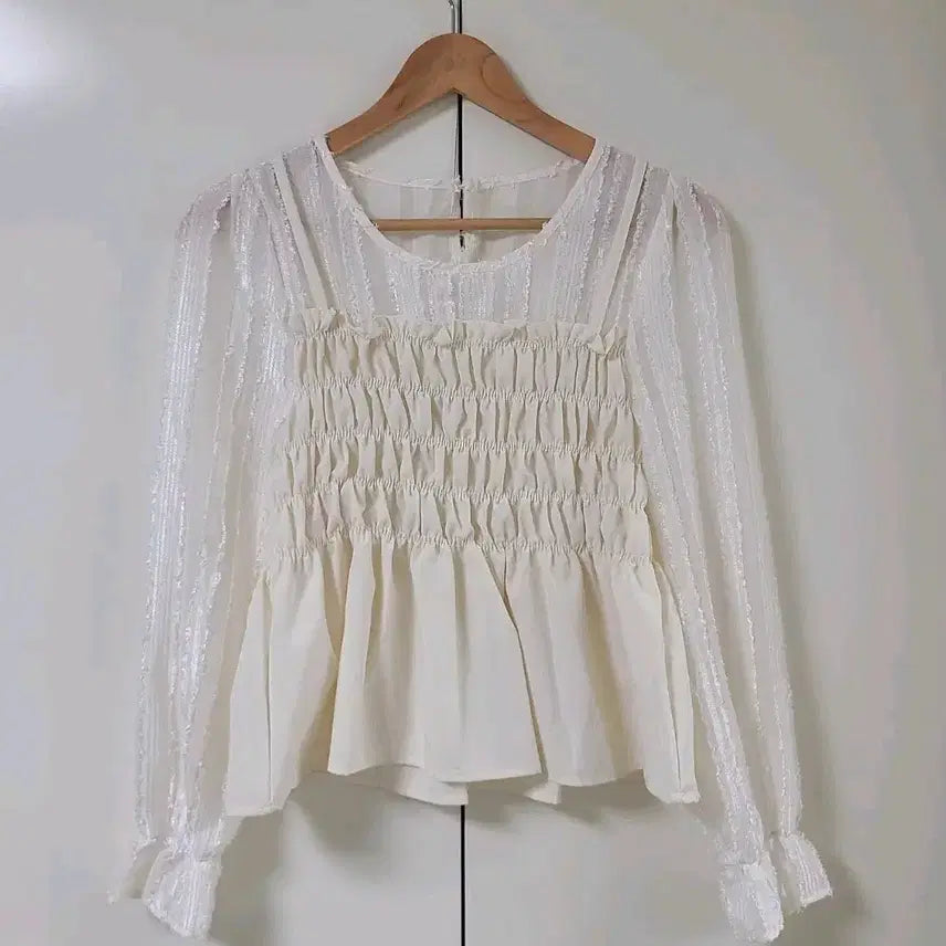 [BUNJANG] Organza Pearl Bustier Blouse / (새상품) 오간자펄 뷔스티에 블라우스 ~66