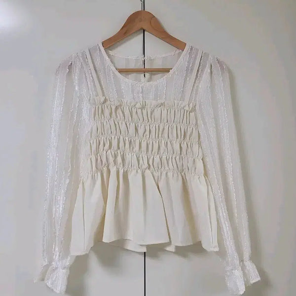 [BUNJANG] Organza Pearl Bustier Blouse / (새상품) 오간자펄 뷔스티에 블라우스 ~66