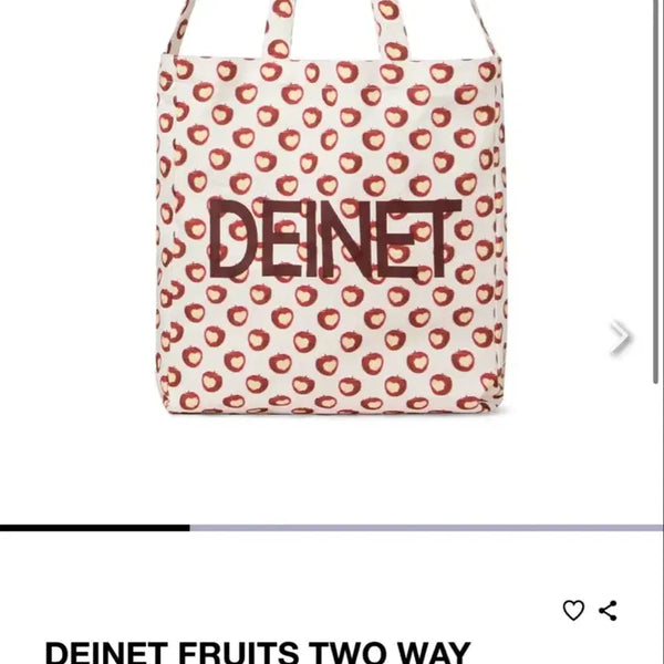 [BUNJANG] DEINET Apple Pattern Canvas Eco Bag / 다이닛 에코백 애플 패턴