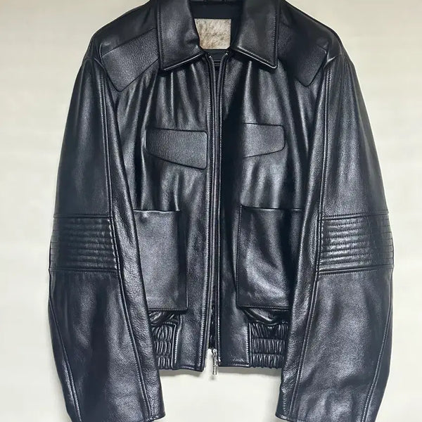 [BUNJANG] STU Embroidered Racing Leather Jacket / (L) stu 엠보 레이싱 레더 자켓 가죽 자켓 에스티유