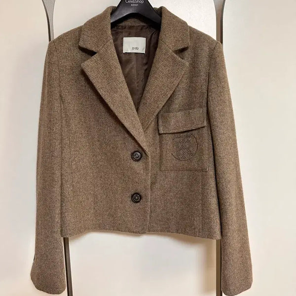 [BUNJANG] JJ JIGOTT Herringbone Wool Crop Jacket / JJ지고트 JJRO 매력적인 헤링본 울 크롭 자켓 55