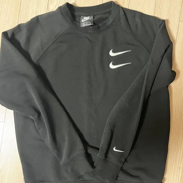 [BUNJANG] Nike Double Swoosh Sweatshirt Black / 나이키 더블스우시 맨투맨