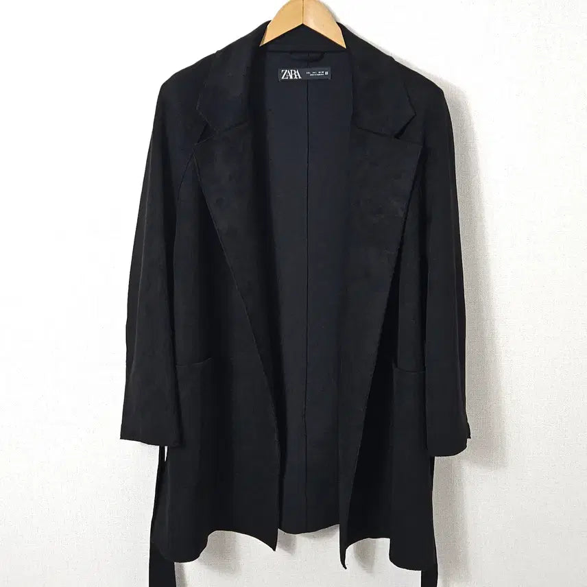 [BUNJANG] Zara Suede Open Blazer / 자라 ZARA 스웨이드 오픈 코트자켓 블랙 블레이저 L