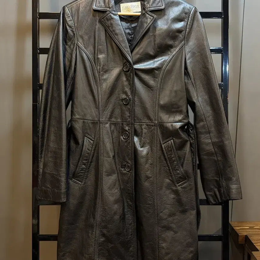 [BUNJANG] Emotion 100% Genuine Leather Long Coat / [77] 이모션 EMOTION 소가죽 롱 코트 8.9