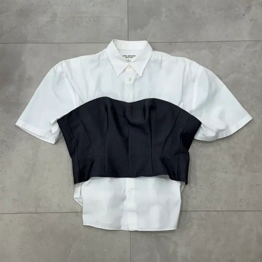 [BUNJANG] Junya Watanabe Comme des Garçons 2018 Wool Herringbone Corset Blouse / 준야와타나베 울 헤링본 코르셋 브로드 블라우스