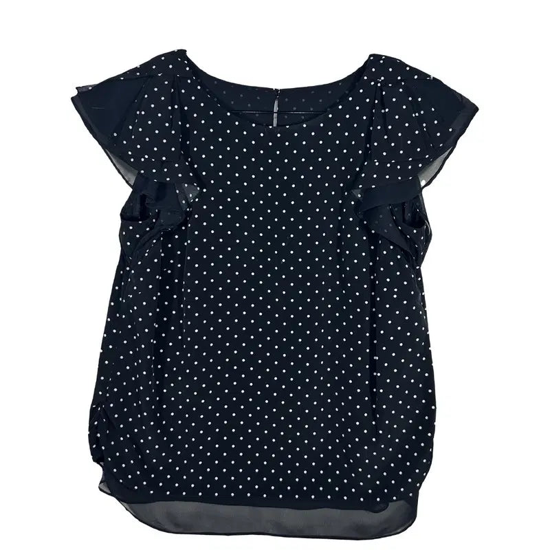 [BUNJANG] Black Dot Chiffon Blouse - Small / 블랙 도트 쉬폰 블라우스 [S] 러블리룩 하객룩 오피스룩폴리에스터 100%