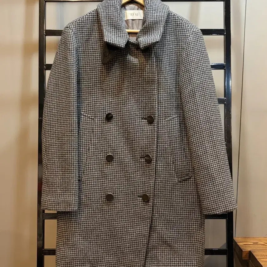 [BUNJANG] SJSJ Houndstooth Wool Double Coat / [55] 에스제이에스제이 SJSJ 하운드투스 울 더블 코트 7.9