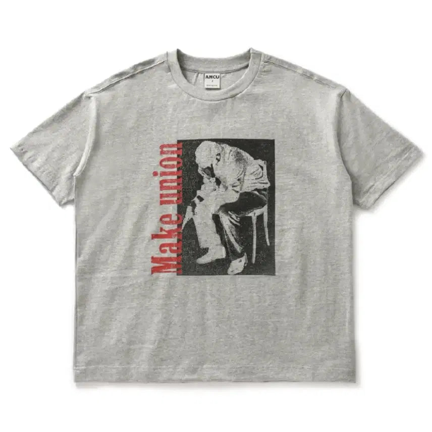 [BUNJANG] Amou Trouble Half T-Shirt Gray / (택O, 새상품) 아모우 트러블 하프 티셔츠 그레이 아모우 반팔 티셔츠