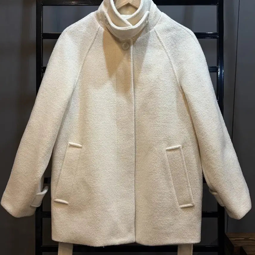 [BUNJANG] THE.HANE High-Neck Wool Blend Short Coat / [S] THE.HANE 하이넥 울 혼방 코트 4.9