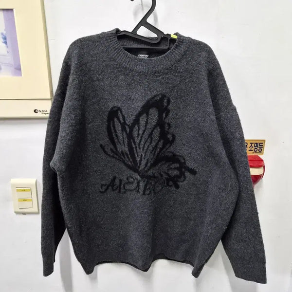 [BUNJANG] Compagno Butterfly Knit Charcoal Black / 꼼파뇨 버터플라이 니트 챠콜블랙