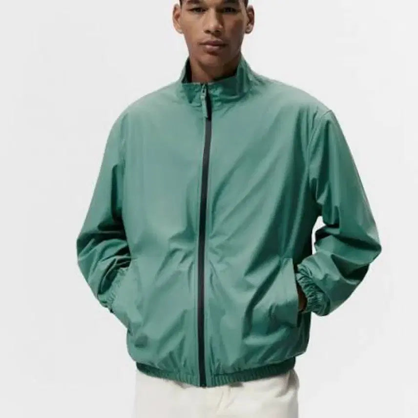 [BUNJANG] Zara Solid Color Leather Windbreaker Jacket / 자라 Zara 무지 단색 레더 바람막이 자켓
