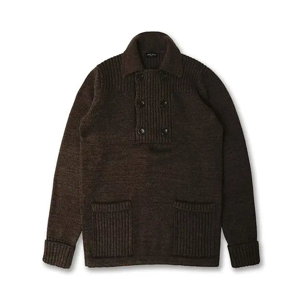 [BUNJANG] Roberto Collina Mocha Brown Harbour Wool Knit Sweater / 로베르토 콜리나 [Roberto Collina] 모카 브라운 하버 풀오버 카라 니트 스웨터
