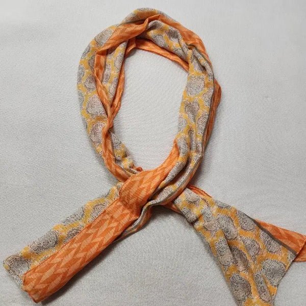 [BUNJANG] Christian Lacroix Patterned Silk Scarf / Christian Lacroix 패턴 스카프 오렌지 옐로우