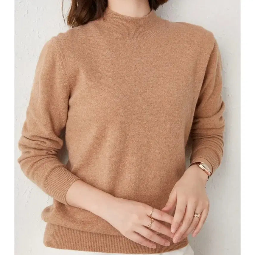 [BUNJANG] Cashmere Touch Slim Fit Mock Neck Knit (Camel) / [새상품/7,000원] 캐시미어 촉감 여리여리 슬림핏 반목니트 모크넥 (카멜)