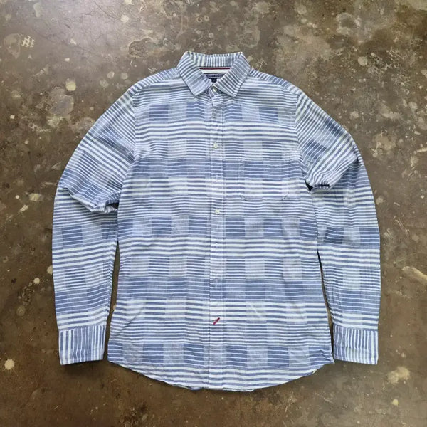 [BUNJANG] Tommy Hilfiger Patchwork Design Striped Shirt / 95) 타미힐피거 패치워크 디자인 남방 셔츠 아메카지 웨스턴룩 워크웨어