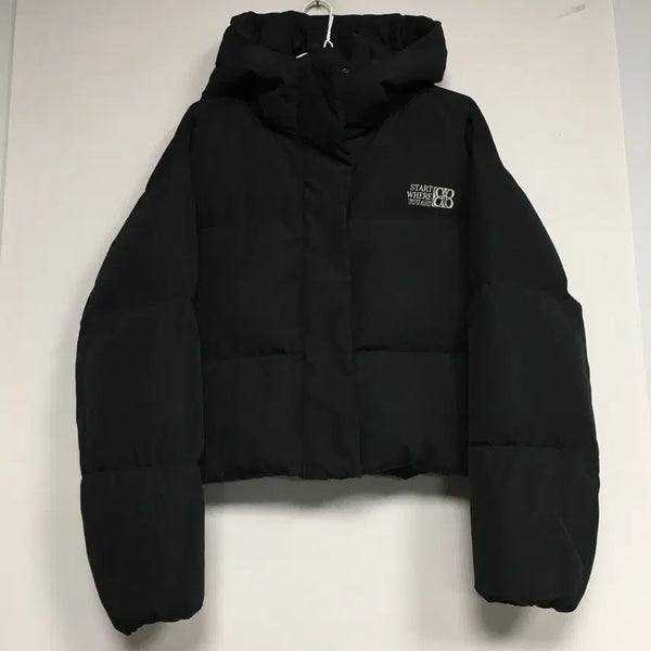 [BUNJANG] Egoist Cropped Goose Down Puffer Jacket Size 66 Black / 에고이스트 크롭 구스 패딩 66