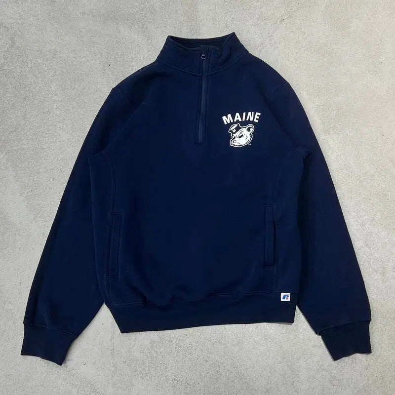 [BUNJANG] Russell Printing Half Zip Sweatshirt / 러셀 프린팅 반집업 스웻셔츠 s12505