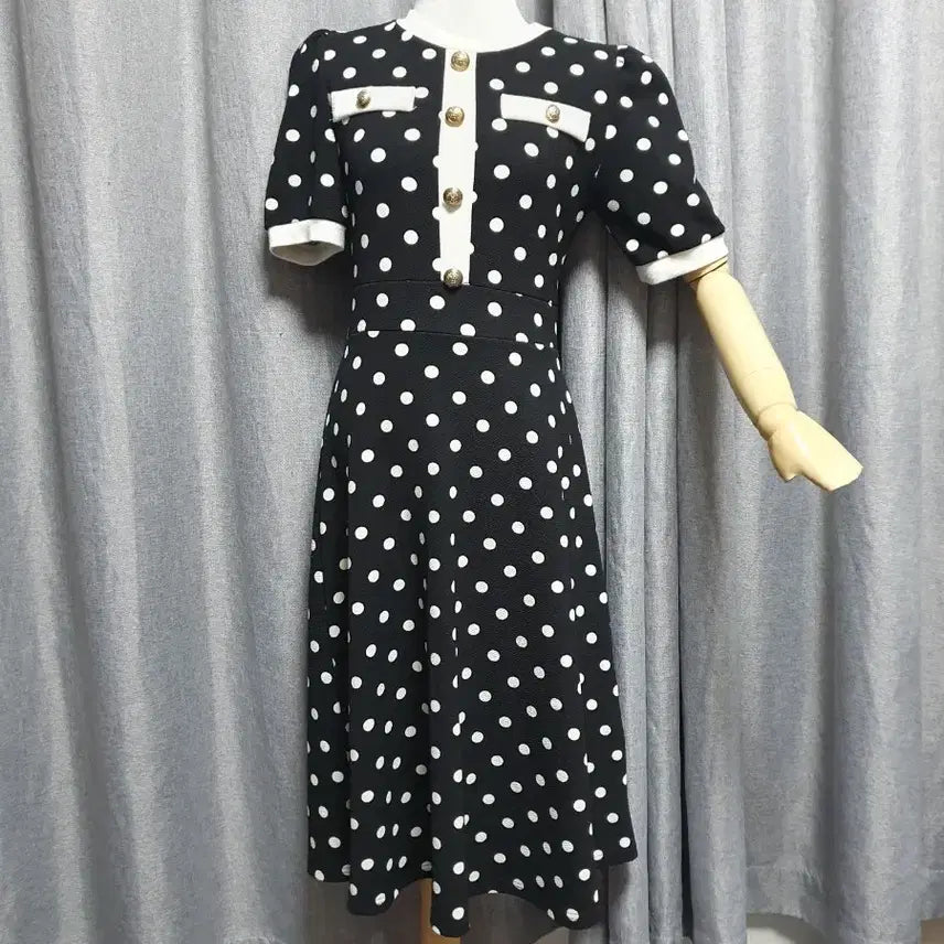 [BUNJANG] Satin Dot Spandex Dress / 샤틴 도트 스판원피스