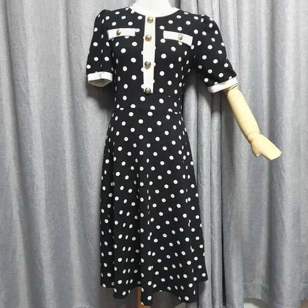 [BUNJANG] Satin Dot Spandex Dress / 샤틴 도트 스판원피스