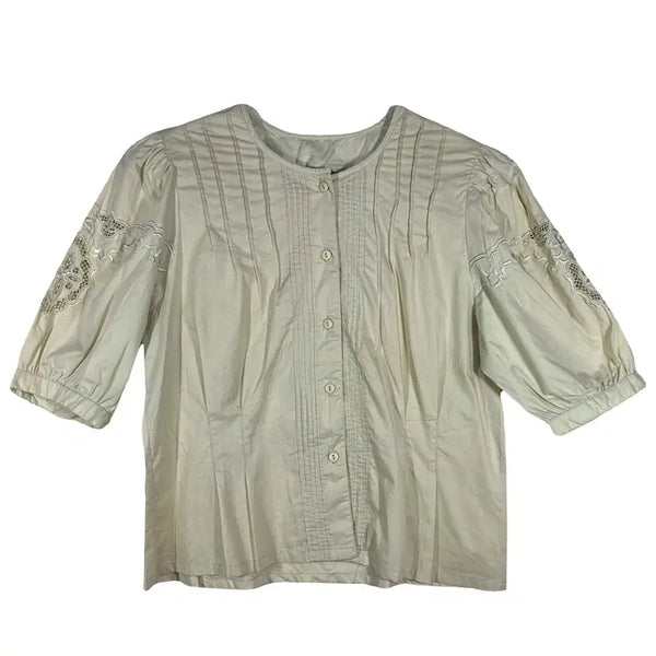 [BUNJANG] Ivory Lace Blouse [L] Cotton Blend / 아이보리 레이스 블라우스 [L] 내추럴 모리걸룩 러블리룩 코튼 100% 혼방