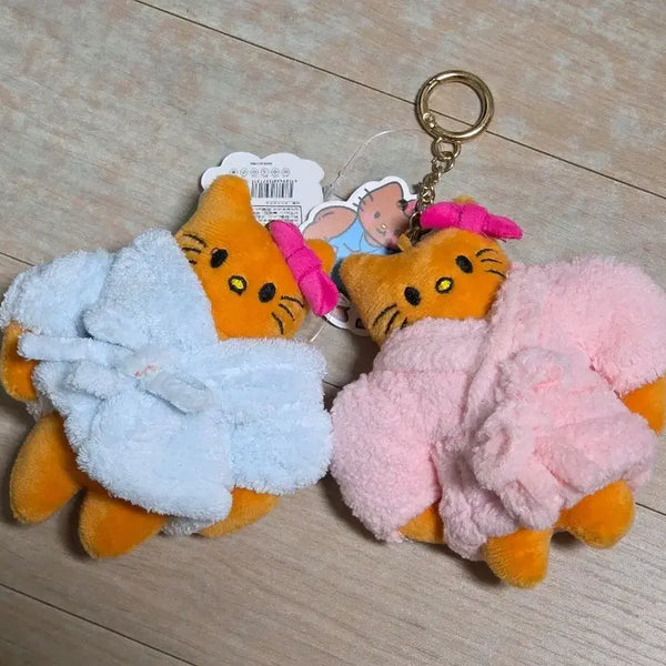 [BUNJANG] Sanrio Hello Kitty Bathrobe Muscle Tan Couple Keyring Set / 목욕가운 근육키티 태닝키티 인형 커플키링 세트