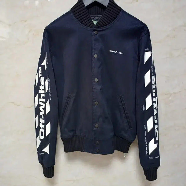 [BUNJANG] Off-White 2019 SS Diagonal Varsity Bomber Jacket / 오프화이트 OFF-WHITE - 2019 SS 다이애그 스키니 바시티 봄버 점퍼 100