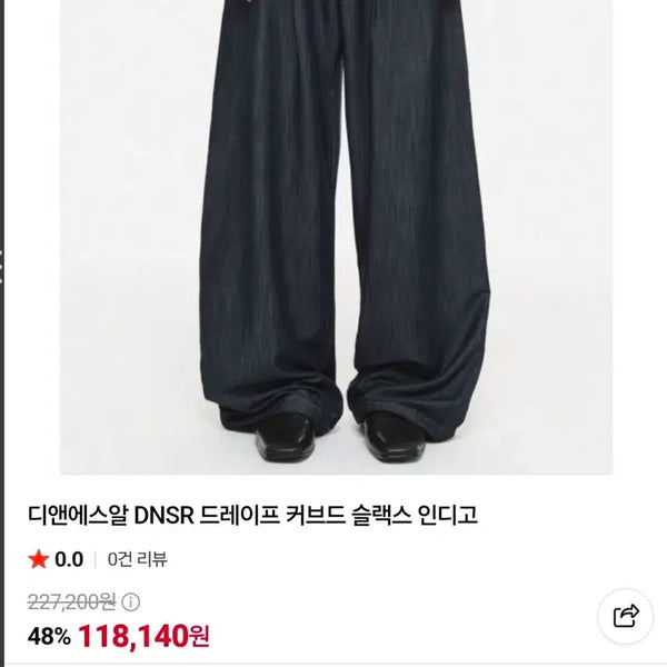 [BUNJANG] DNSR Drape Curved Slacks Indigo XL / 디앤에스알 DNSR 드레이프 커브드 슬랙스 인디고 XL