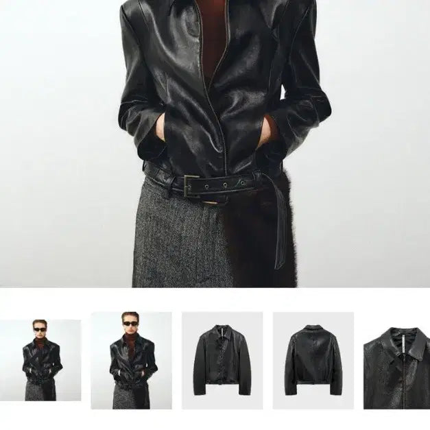 [BUNJANG] Noirre Lambs Leather Belted Cropped Jacket Black / 노이어 램스 레더 벨티드 크롭 자켓 블랙 52 새상품