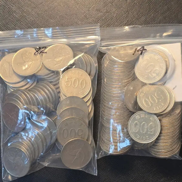 [BUNJANG] 1982 & 2014 Korean 500 Won Coins - Rare Mint Years Set / 500원 동전 희귀년도 1982년 10개 / 2014년 10개