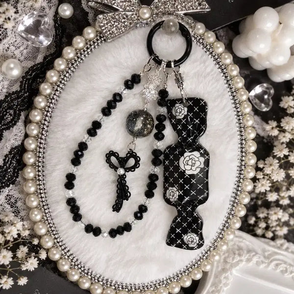 [BUNJANG] Black Camellia Charm Keychain / 블랙 까멜리아 키링