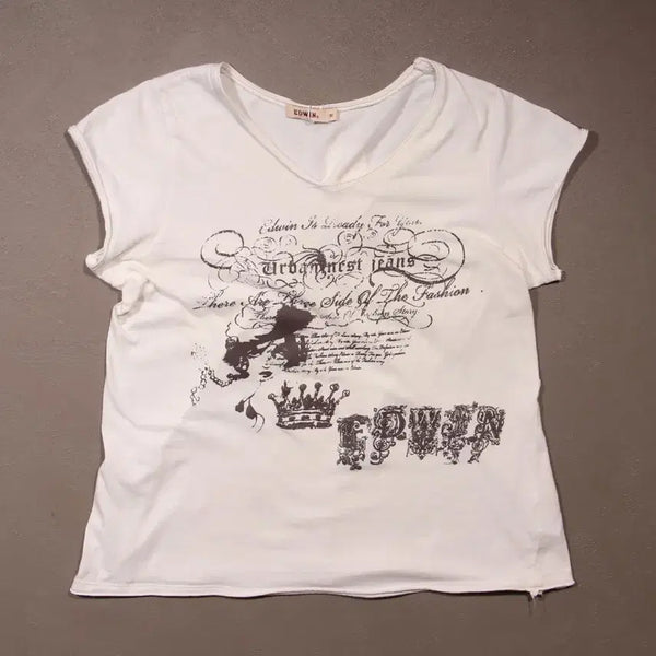 [BUNJANG] EDWIN Y2K Printing Short Sleeve Top / EDWIN Y2K 프린팅 반팔 탑 A1266