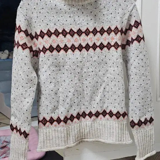 [BUNJANG] Check Pattern Turtleneck Knit / 체크 패턴 터틀넥 니트