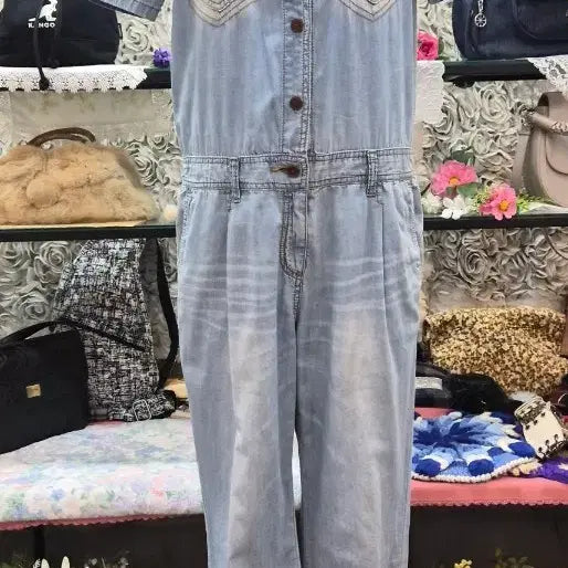 [BUNJANG] O'2nd 100% Cotton Denim Jumpsuit / O'2nd 오즈세컨 면 100% 데님 점프수트 55 66