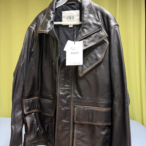 [BUNJANG] Zara Genuine Leather Pocket Jacket / [S] ZARA 자라 소가죽 포켓 레더 자켓 새상품