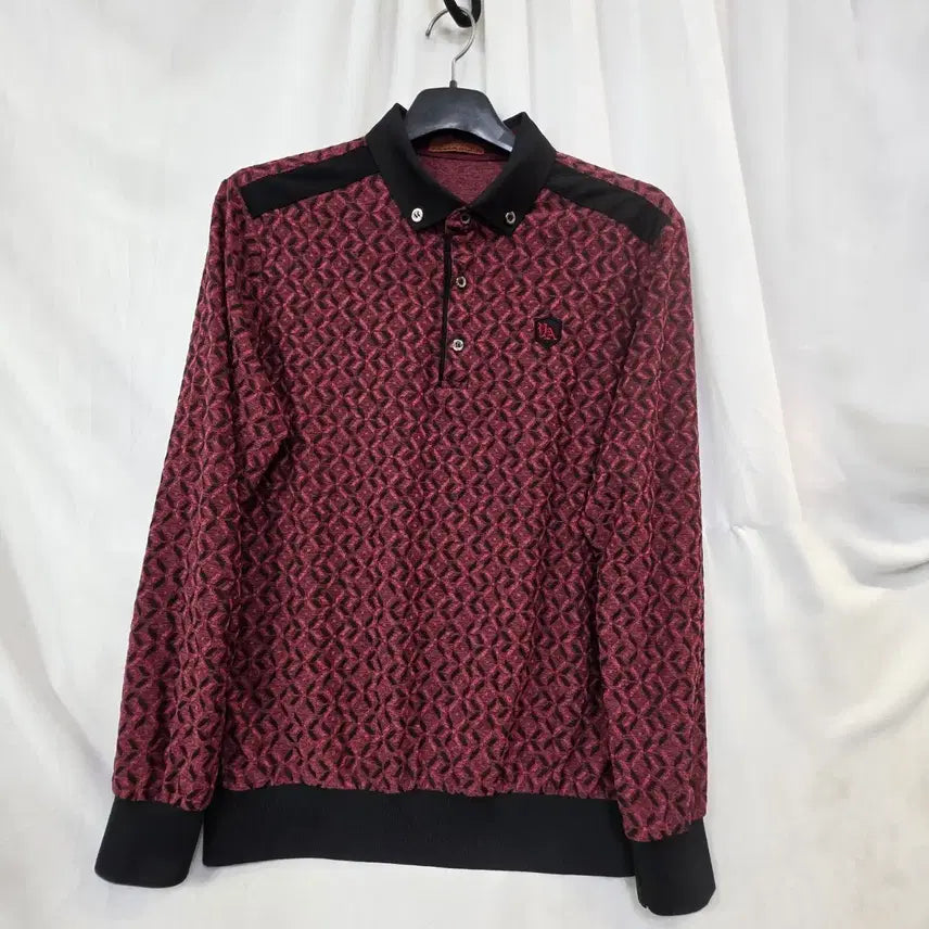 [BUNJANG] YAMAGUCHI Men's Embossed Pattern Collar Long Sleeve Shirt (95, Thin) / YAMAGUCHI남성엠보 패턴카라긴팔95(얇음)