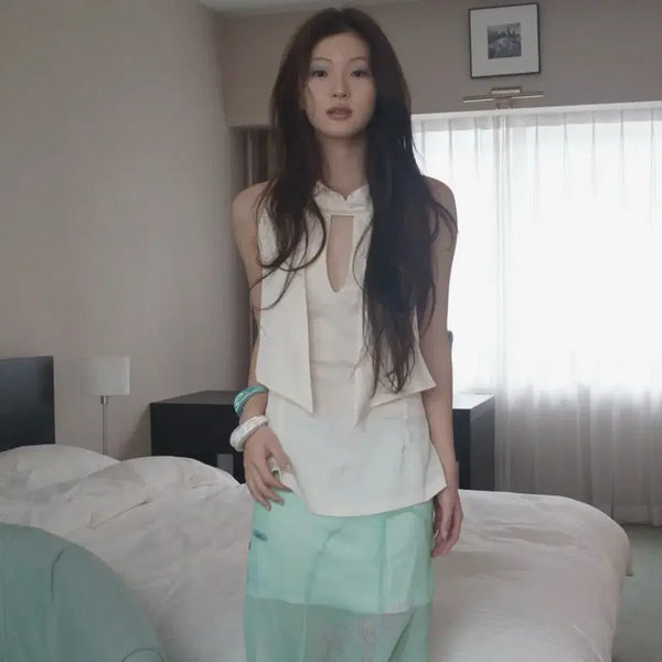 [BUNJANG] Muse Museum Halter Oriental Blouse / 뮤즈뮤지엄 홀터 오리엔탈 블라우스