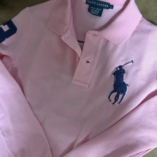 [BUNJANG] Polo Ralph Lauren Big Pony Long Sleeve Polo Shirt Pink / 폴로 빅포니 카라티 긴팔 핑크