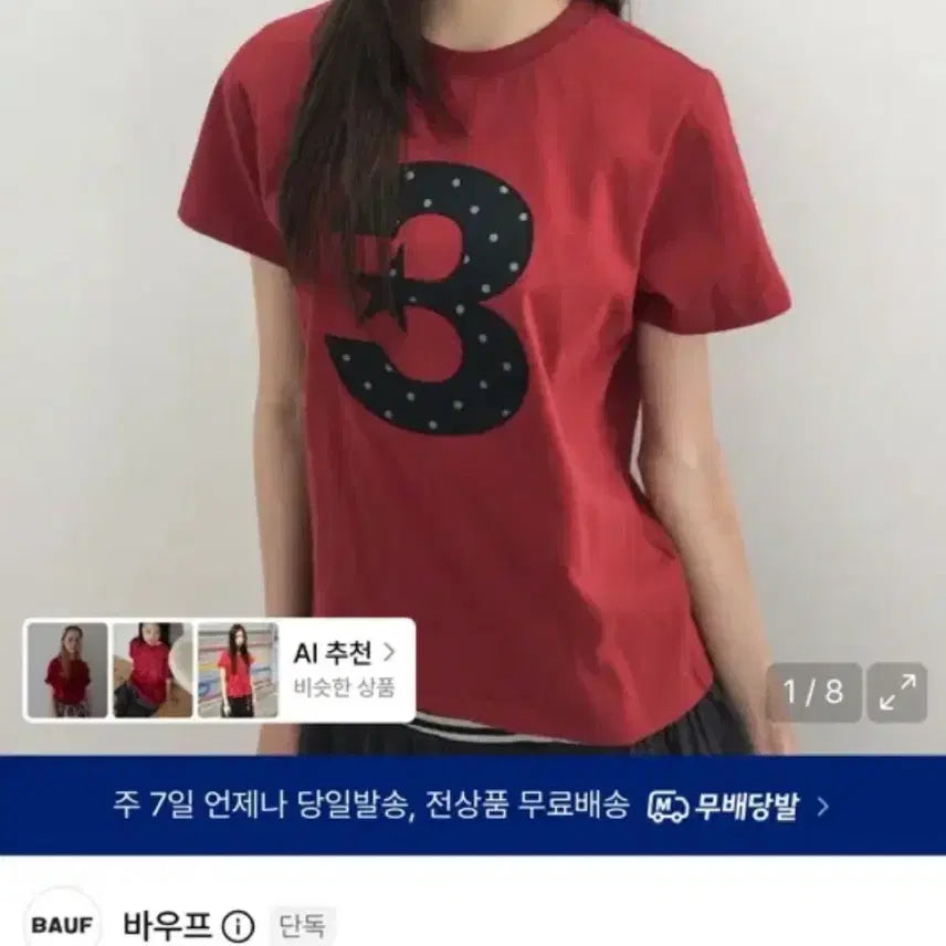 [BUNJANG] BOUFF DOTTED Short Sleeve Red / 바우프 도트 반팔 레드