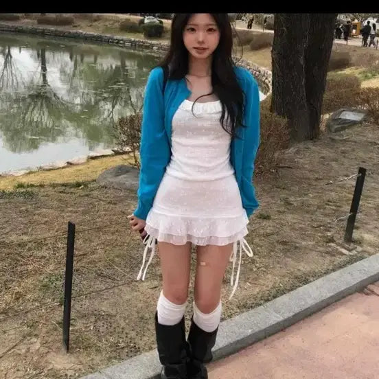 [BUNJANG] Lace Shirring Bustier Mini Dress / (새상품) 레이스 셔링 뷔스티에 미니 원피스