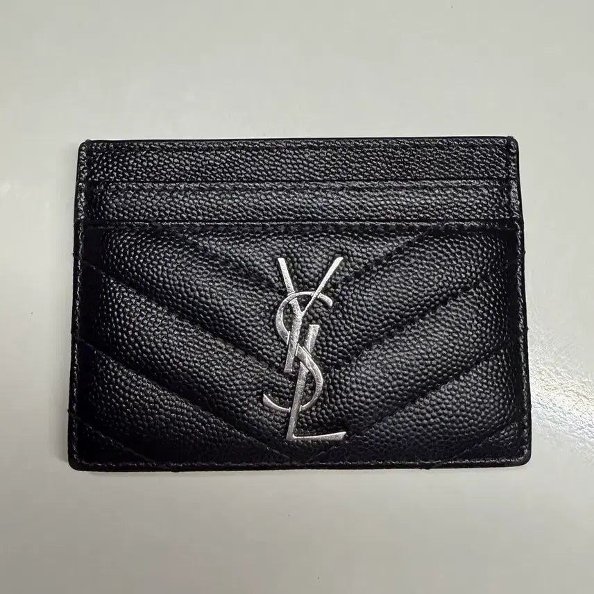 [BUNJANG] Saint Laurent Monogram Matelassé Card Holder (Silver Logo) / 생로랑 모노그램 마틀라세 카드지갑(은장로고)