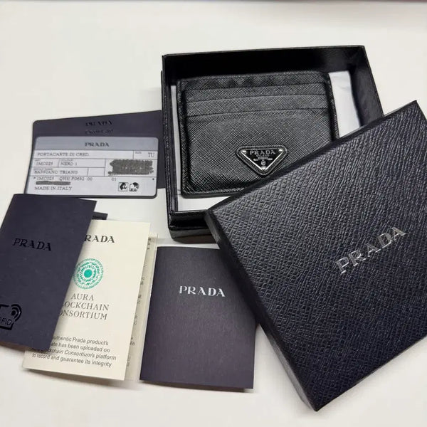 [BUNJANG] Prada Saffiano Card Holder Black (Silver Logo) / 프라다 사피아노 카드지갑 블랙(은장로고)