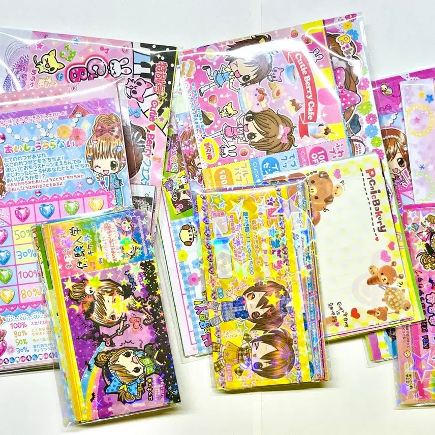 [BUNJANG] Retro Japanese Diary Set Up Memo Pad Bundle / 100장! 메모지 소분 일본 다이어리 셋업 헤이세이 레트로 메모장 떡메 랜믹 랜봉 지류 고전 갸루