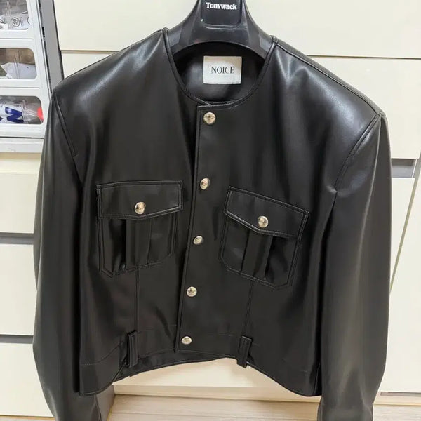 [BUNJANG] Nois Pure Kara Leather Jacket Large / 노이스 퓨어 카라 레더 자켓 라지